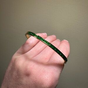 Gold Bracelet with Emerald Green Cubic Zirconia Stones